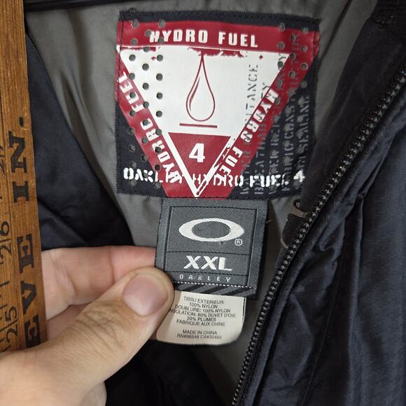 Vtg Oakley Hydro Fuel 4 Goose Down Puffer Jacket Mens XXL Black Y2k Hooded Snow - Picture 7 of 12